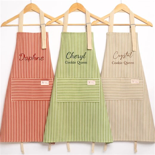 Custom Embroidered Apron, Personalized Name Apron with Pockets, Baking Apron, Kitchen Apron, Mother's Day Gifts for Mom