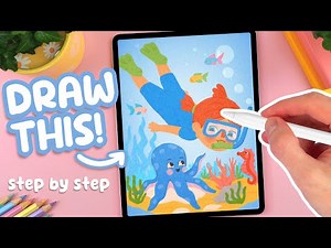 PROCREATE Tutorial - Draw a Cute Girl Underwater (FREE Template & Brushes)