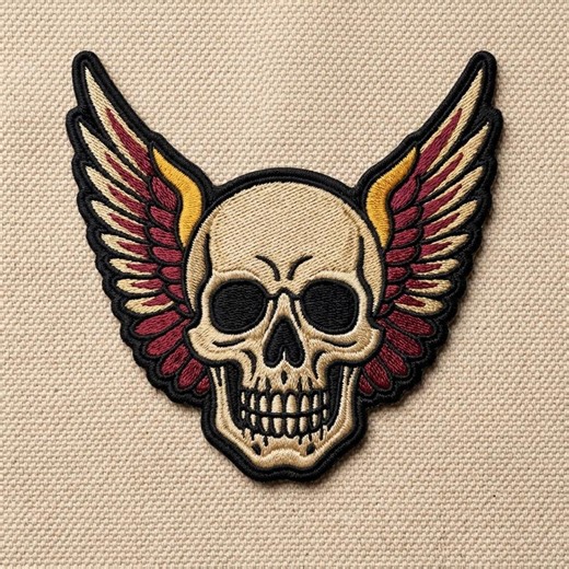 Old School Tattoo Style Winged Skull Embroidered Patch - Biker & Rockabilly Jacket Applique - Etsy