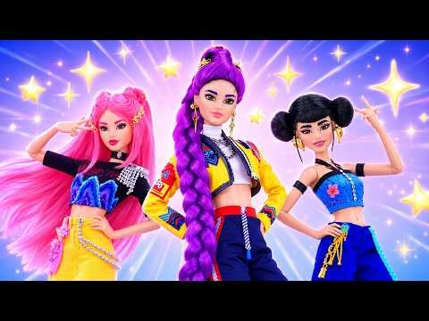 Rumi, Zoey e Mira em Barbie! DIY K-Pop Demon Hunters