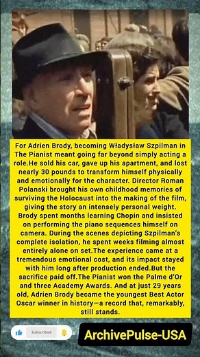 Adrien Brody’s Incredible Sacrifice for The Pianist 😢🏆