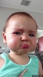 Cute baby tries not to cry on Make a GIF