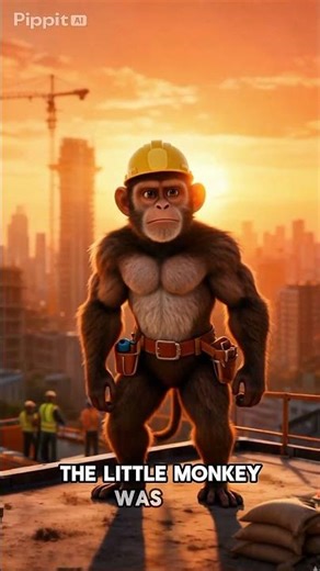 The Resilient Construction Worker Monkey🐒🦺✨#monkey #arsitektur