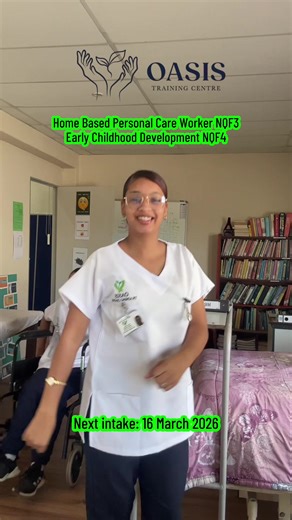 Next intake: 16 March 2026: Home Based Personal Care Worker NQF3 & Early Childhood Development NQF4 📍59 George Street, Strand (Helderberg) 💚 Minimum requirement: HBPCW - Grade 10 ECD - Grade 11 ✨Practical placement guaranteed ✨Uniform included ✨Medical Kit included WhatsApp 071 765 0858 for your application link & secure your space today! Spots fill up faster don’t wait! #oasistrainingcentre #homebasedpersonalcareworker #caregivertraining