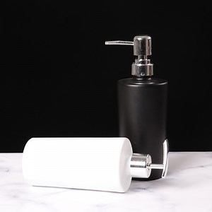 [Hot Item] High Quality Elegant 450ml Black White Hand Press Glass Lotion Soap Dispenser with Pump