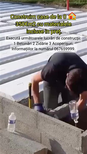 Construim case de la 0 🏠 350€m2 cu materialele incluse in preț. Execută următoarele lucrări de construcții: 1 Betonări 2 Zidărie 3 Acoperișuri. Informațiilor la numărul 067659999.#moldova🇲🇩 #viral #chisinau