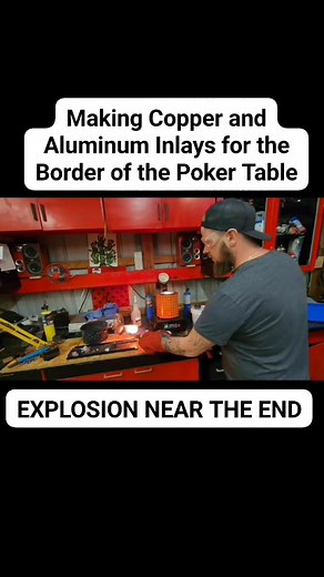 Pouring copper and aluminium for border inlays on the poker table build. #poker #pokertable #build #forge #diyprojects #diyideas | Aaron Bowen | Facebook