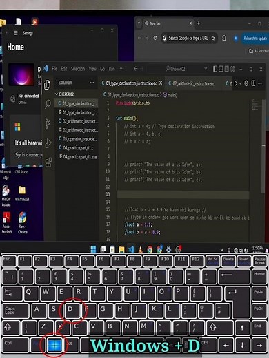 Quickly minimize all open windows using keyboard shortcuts! 🖥️💡#shorts