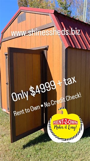 New 10x16 Lofted Low Wall Portable Storage Building from Shine's Sheds and Shelters Work bench included Only $4,999 + tax Delivery and setup within 50 miles of our sales yard included but we deliver further. www.shinessheds.biz Email us shinesstructures@gmail.com ☎️ 704.389.4101 | Shine's Sheds & Shelters | Facebook