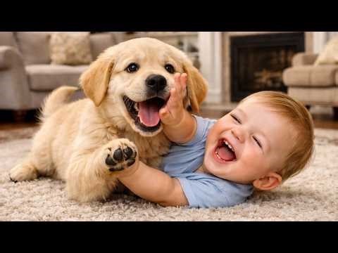 Baby & Puppy Joy 😍🐾 | Cute Rolling & Talking Fun 🗣️ | Adorable Playtime 🏡