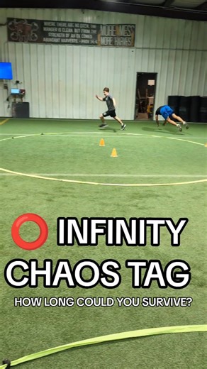 Endunamoo S&C, LLC on Instagram: "RUN RUN RUN 🌪️ footwork without fast decision making Falls flat in competition. this chaos tag drill versus players to work at high speeds and intensities but they constraints of the circle and the cut through allow them to pick and choose their path. unlike other Infinity drills is one as a running clock of 30 seconds. One player is designated is the full-time tagger and the other as the runner - and if the runner is able to survive for 30 seconds the rules wi