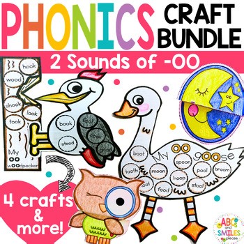 2 Sounds of OO Phonics Crafts Bundle vowel digraph activities short long sounds