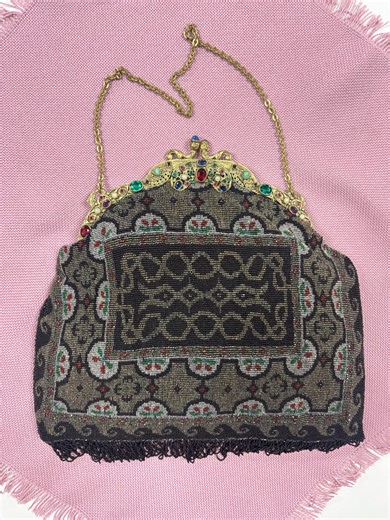 Vintage Beaded Evening Purse With Jeweled Frame & Chain Handle - Etsy