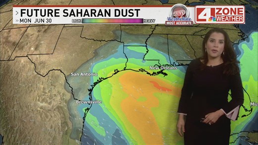 TODAY'S FORECAST: Today’s weather will be fairly typical for this time of year — temperatures near normal, with highs ranging from 93° to 95°F. ☀️ 💧 Moisture levels will decrease slightly, so the atmosphere will feel a bit drier. Only a very isolated shower or thunderstorm is possible, but most areas will stay dry. https://news4sanantonio.com/weather 🌬️ Expect south to southeast winds at 5 to 15 mph, with occasional gusts up to 25 mph. Saharan dust arrives this weekend | News 4 San Antonio