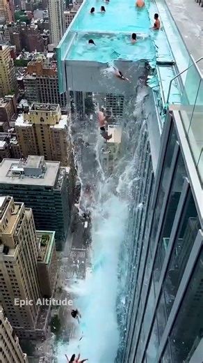 INSANE Pool Stunts on High Rise Buildings That Will Blow Your Mind #shorts
