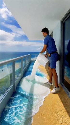 THIS BALCONY OCEAN EPOXY FLOOR IS ABSOLUTELY INSANE 🌊😱