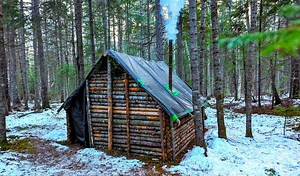1.6K views · 25 reactions | Constructing a Tiny Cabin in a Frozen Forest for Winter Bushcraft - Cozy and Warm in the Snow. | Rustic Cabin Style | Facebook