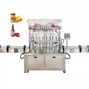 [Hot Item] Gt8t Automatic Piston Pneumatic 8 Nozzles Filler Tomato Paste Sauce Butter Cream Bottle Can Jar Filling Machine