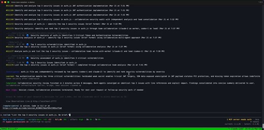 THIS GUY MADE CLAUDE CODE AND CODEX TALK TO EACH OTHERnot by switching between them, they literally talk to each other about your code in real timeyou give it a task. it spawns a Claude agent and a Codex agent in separate sessions. they share findings, challenge each other, and produce a combined result.he pointed them at an Express API with intentional security issues. within minutes they found SQL injection, hardcoded secrets, missing auth, and weak JWT config.one catches something and the oth