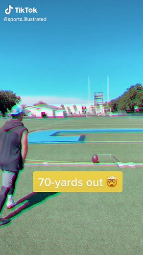 An absolute BOOT from @nbelcher12 🤯 #footballtiktok #football #kick #athlete #nfl @si.nfl