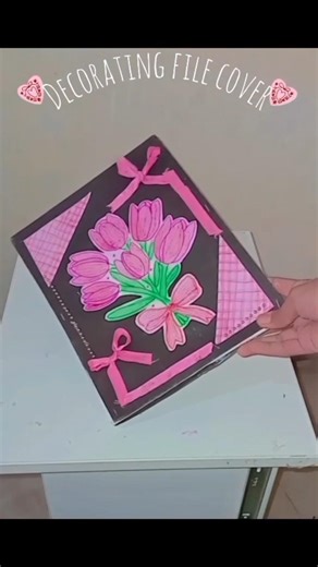 Decorating file cover🎀💗