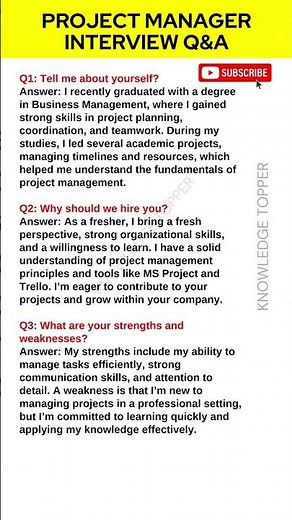 Project Manager Interview Questions and Answers