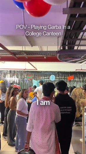 Divya Fofani on Instagram: "Should I crash your college canteen next?👀 But you shouldn’t be sleeping on the Garba events on BookMyShow because there is no convinience fee as well!! #garba #navratri #mumbai #college #flashmob #prank"