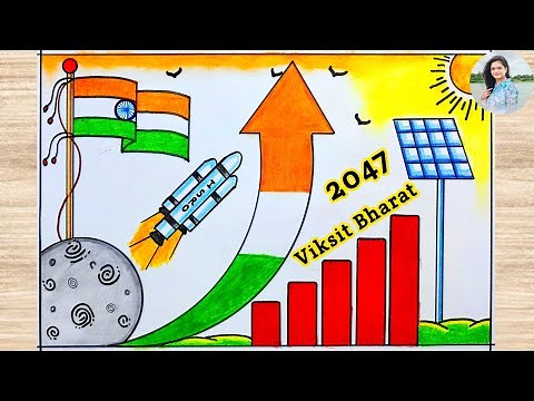 Viksit Bharat Drawing Easy Step by Step / Viksit Bharat 2047 Poster Drawing / Viksit Bharat Drawing