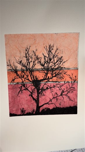 Rachel Mentzer Art on Instagram: "“Above Their Domain” This piece came from time spent watching eagles near where my mom grew up in northwest Ohio. I love returning to those places and noticing how different they feel now. Bald eagles were once so endangered that seeing even one felt rare. Now there are days when you can spot several perched in a single tree, surveying the landscape like they’ve always been there. I built this image through my collagraph process, carving and sealing a plate made