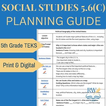 TEKS 5.6(C) | SS Planning Guide | Political Geography of the United States