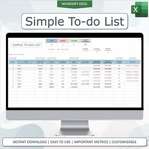 Simple To-do List Template (microsoft Excel) - Daily Planner & Productivity Checklist (digital Download) - Etsy