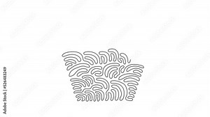 Animated self drawing of continuous one line draw shapes, pentagon. Simple line, outline 3d figures for ui and ux, website or mobile application. Swirl curl style. Full length single line animation.