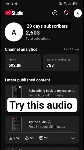 try this audio for more subscribers...