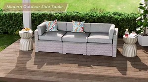 SUNBURY Outdoor Side Table, 19" H Outdoor Accent End Table, Patio Side Tables, Outdoor Coffee Tables, Garden Stool and Plant Stand for Patio, Garden, Living Room, and Backyard