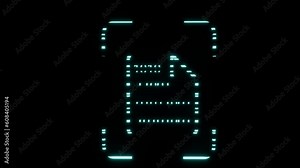 animation of icon programming files. Hologram style icon in hud interface modern scifi look. File type binary numbers one and two