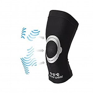 wavewear K1 Knee Compression Sleeve – Non-Slip AlignX Silicone Support, CE Class I, Lightweight for Walking, Light Training & Daily Wear (L, Black/Silver, 1)