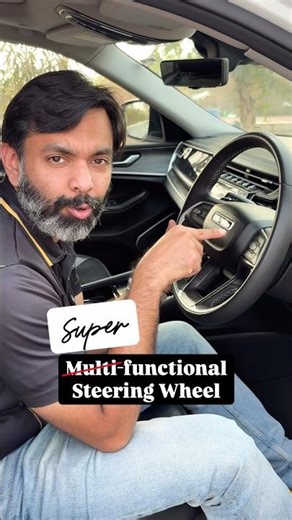 Super-functional steering wheel with hidden media controls. 🚗✨