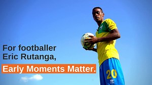 For footballer Eric Rutanga, the first 1,000 days of his life made a difference. With attentive care and a healthy diet, he was able to grow into the strong, renowned footballer he is now. As a member of the national Rwandan football team "Amavubi" and a future father, Rutanga knows that the early moments will matter for his children, just as they mattered for him. | UNICEF Rwanda
