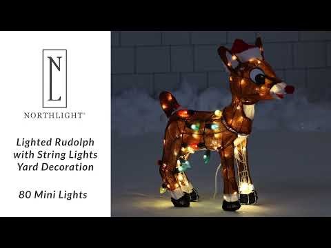 24" Lighted Rudolph with C9 String Lights Outdoor Yard Decoration | Northlight PW 60552 | Northlight