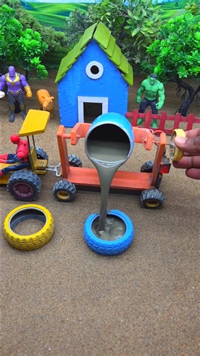 😱 Real Working Mini Tractor Making Cement Pillar | Amazing DIY Construction Machine 🚜 #shorts