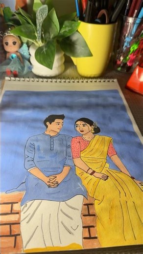 Traditional Couple Sketch 🎨