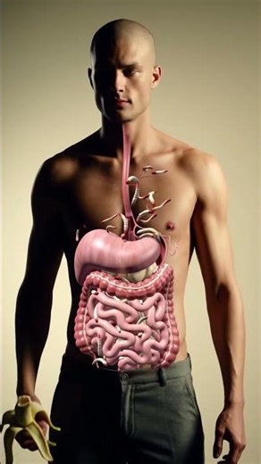 309 Digestive System Animation | Banana Eating with Ascaris Worms