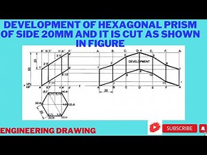 Development of Hexagonal prism of side 20mm and it is cut as shown in figure VTU Engg Visualization