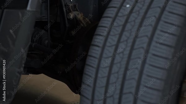 Auto mechanic removing tire to replacing brake on a vehicle,