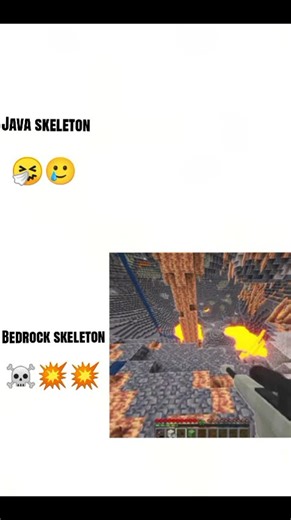 minecraft bedrock and java skeleton difference☠️💥💥