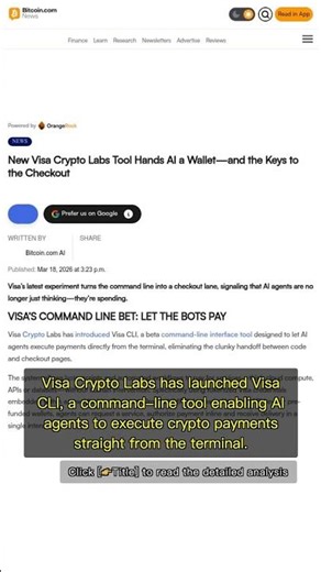 🧐👉 Visa Empowers AI Agents to Make Crypto Payments Directly #QixNewsCrypto