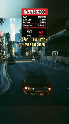 Cyberpunk 2077 on Ryzen 3 3200G 😳 FSR 3 Balanced | FG ON/OFF #shorts #cyberpunk2077 #gaming