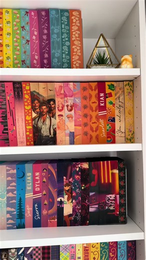Autumn bookshelf decor with sprayed edge books from The Works