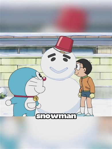 Nobita's Snowman Adventure: Fun Cartoon Moments