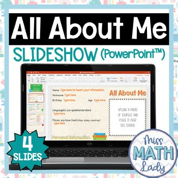 All About Me Powerpoint Slideshow Middle School First Day Activity